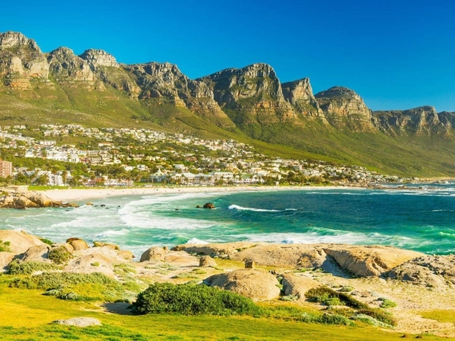 Landscape of hills and sea in south africa