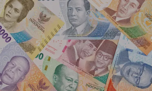 A pile of IDR banknotes