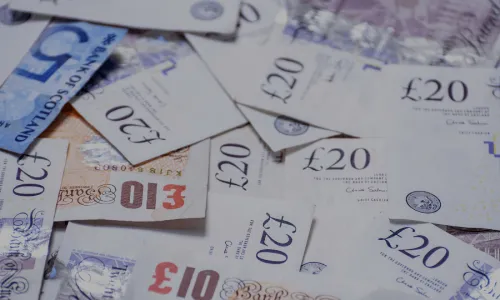 Many GBP banknotes