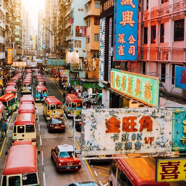 An image of the busy streets of Hong-Kong