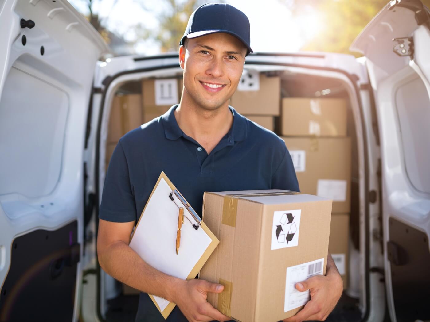 A delivery man with packages